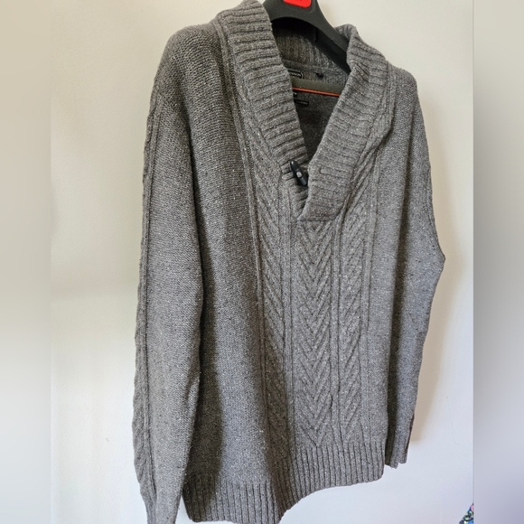 HUDSON NORTH Lambswool Blend Grey Shawl Collar Sweater. Size Mens XL - Picture 2 of 10